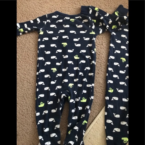Carter’s (2) Whale Footed Sleepers for Twins - Picture 6 of 6